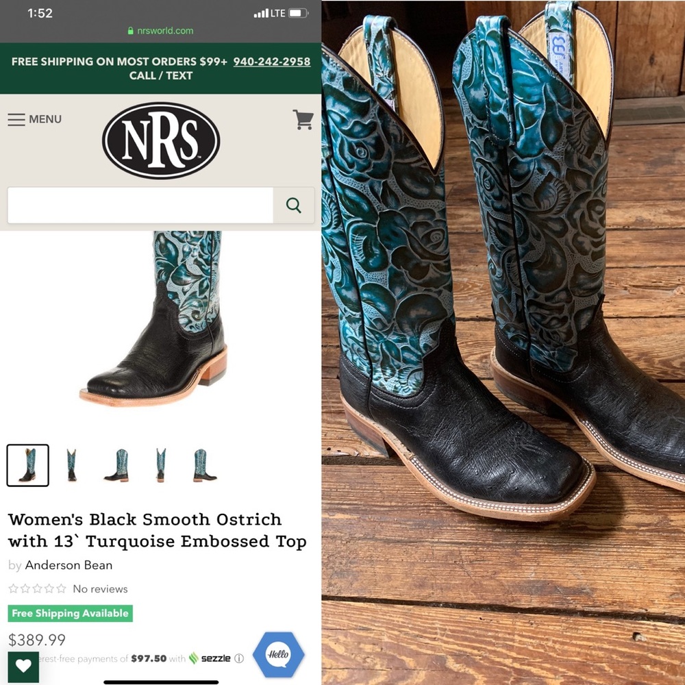 Anderson Bean Black Smooth Ostrich Boots